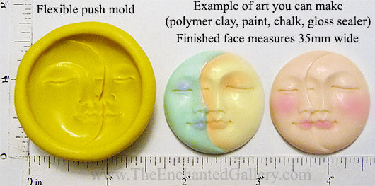 Polymer clay texture mat | sun moon rubber texture sheet | metalclay |  silicone mold | polymer clay supplies | clay stamp | SUN & MOON