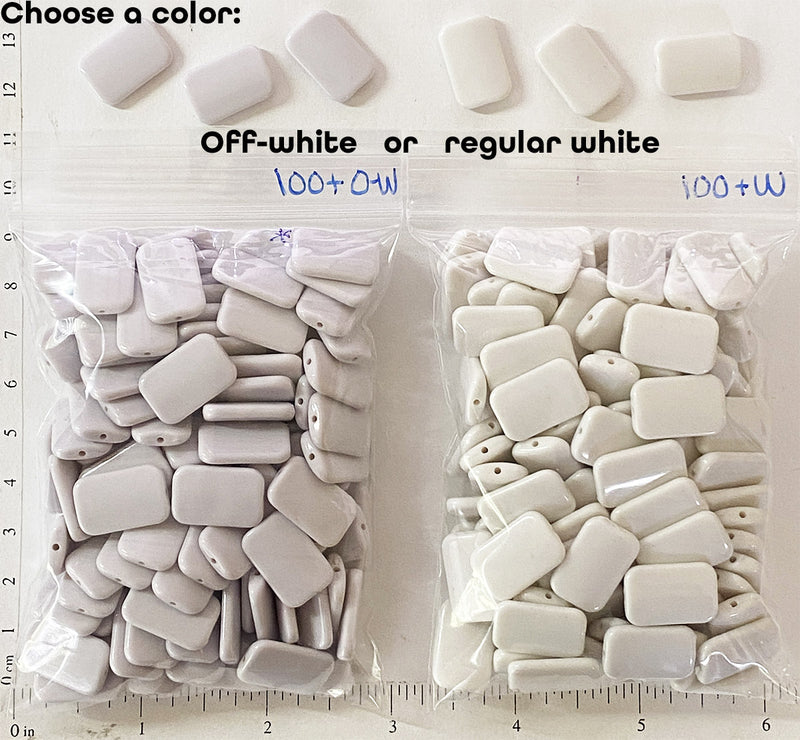 White Acrylic Flat Rectangle Beads 24mm x 14mm x 5mm